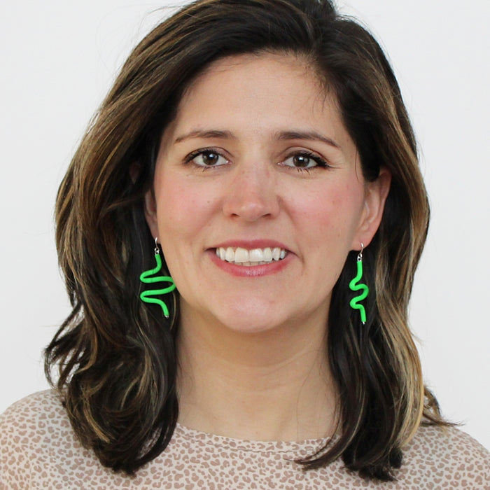Artistic Rubber Tubing Naya Earrings Green - Sylca Designs - Chunky Jewelry