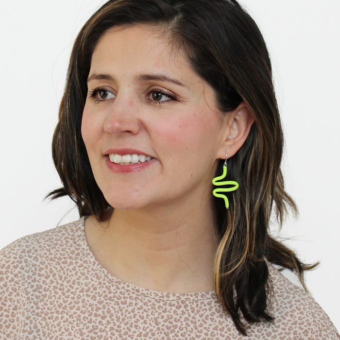 Artistic Rubber Tubing Naya Earrings Neon - Sylca Designs - Chunky Jewelry
