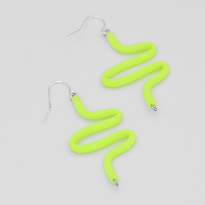 Artistic Rubber Tubing Naya Earrings Neon - Sylca Designs - Chunky Jewelry