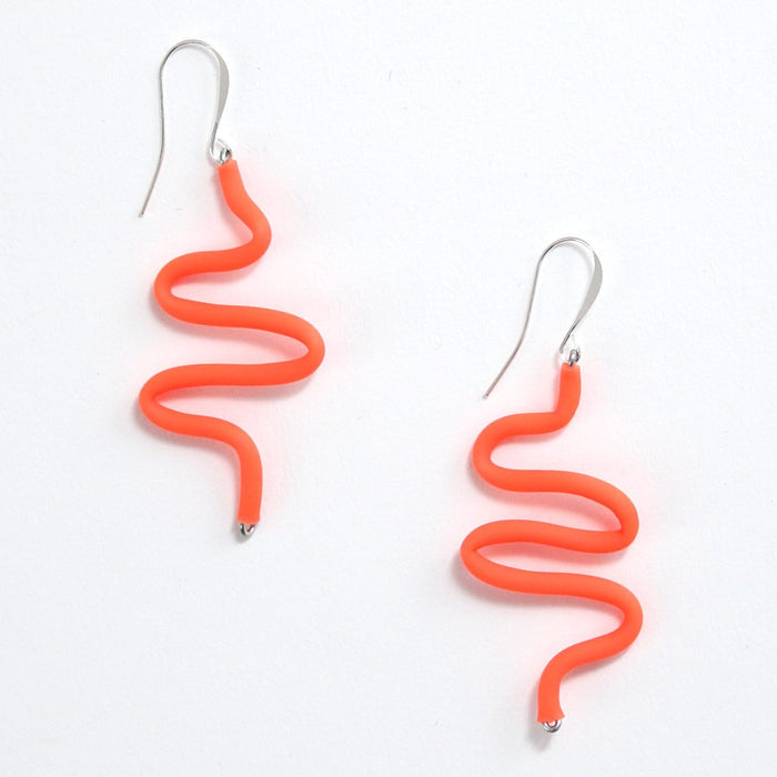 Artistic Rubber Tubing Naya Earrings Orange - Sylca Designs - Chunky Jewelry