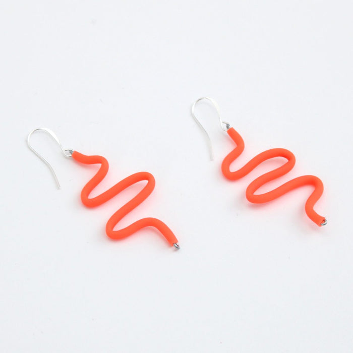 Artistic Rubber Tubing Naya Earrings Orange - Sylca Designs - Chunky Jewelry
