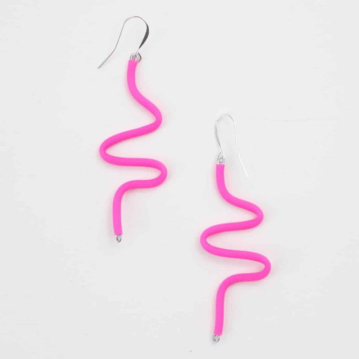 Artistic Rubber Tubing Naya Earrings Pink - Sylca Designs - Chunky Jewelry