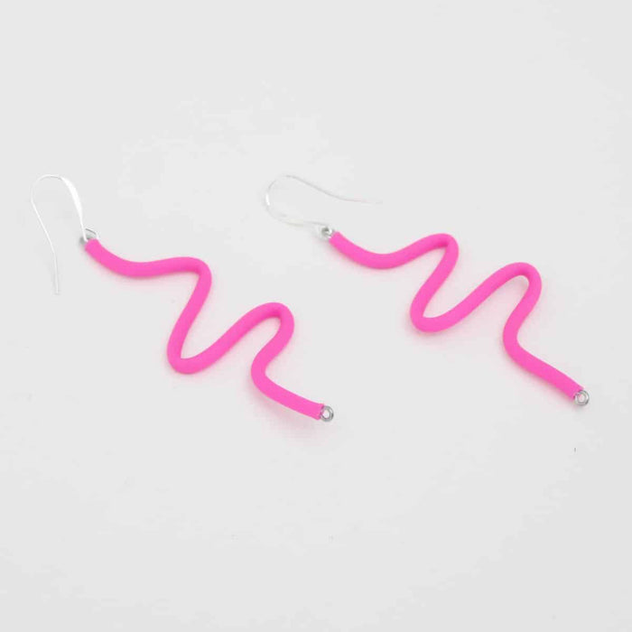 Artistic Rubber Tubing Naya Earrings Pink - Sylca Designs - Chunky Jewelry