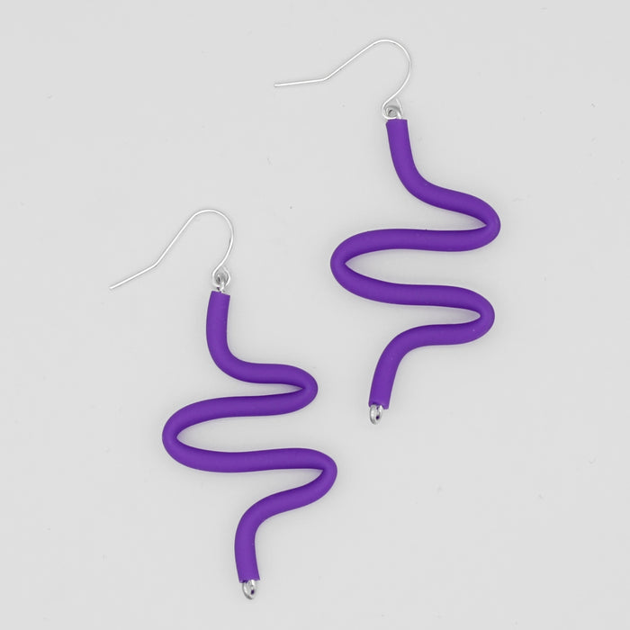 Artistic Rubber Tubing Naya Earrings Purple - Sylca Designs - Chunky Jewelry
