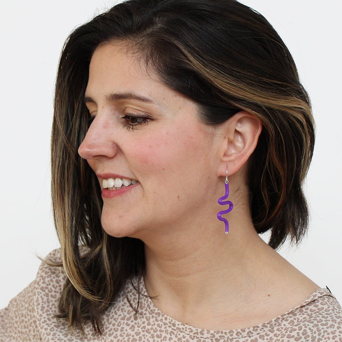 Artistic Rubber Tubing Naya Earrings Purple - Sylca Designs - Chunky Jewelry