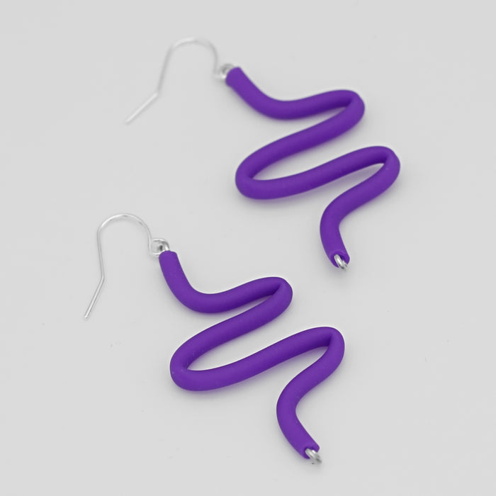 Artistic Rubber Tubing Naya Earrings Purple - Sylca Designs - Chunky Jewelry