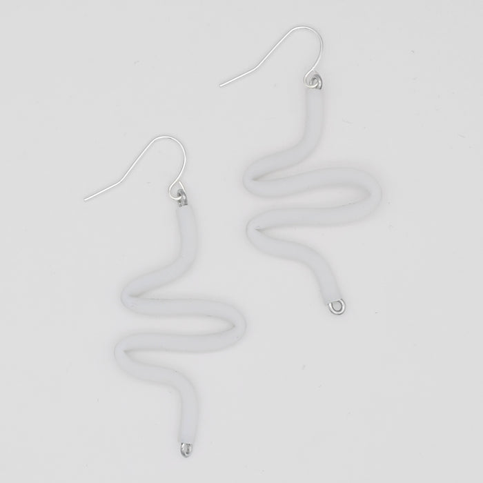 Artistic Rubber Tubing Naya Earrings White - Sylca Designs - Chunky Jewelry