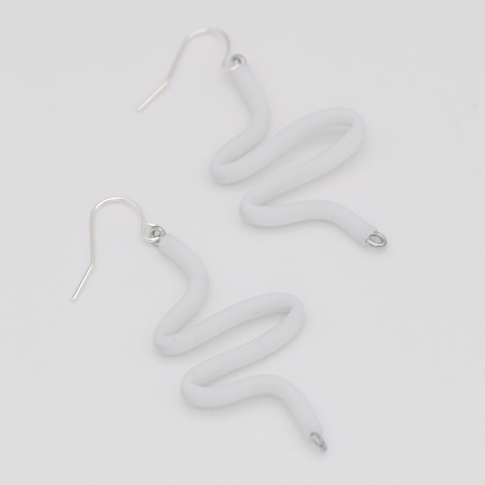 Artistic Rubber Tubing Naya Earrings White - Sylca Designs - Chunky Jewelry