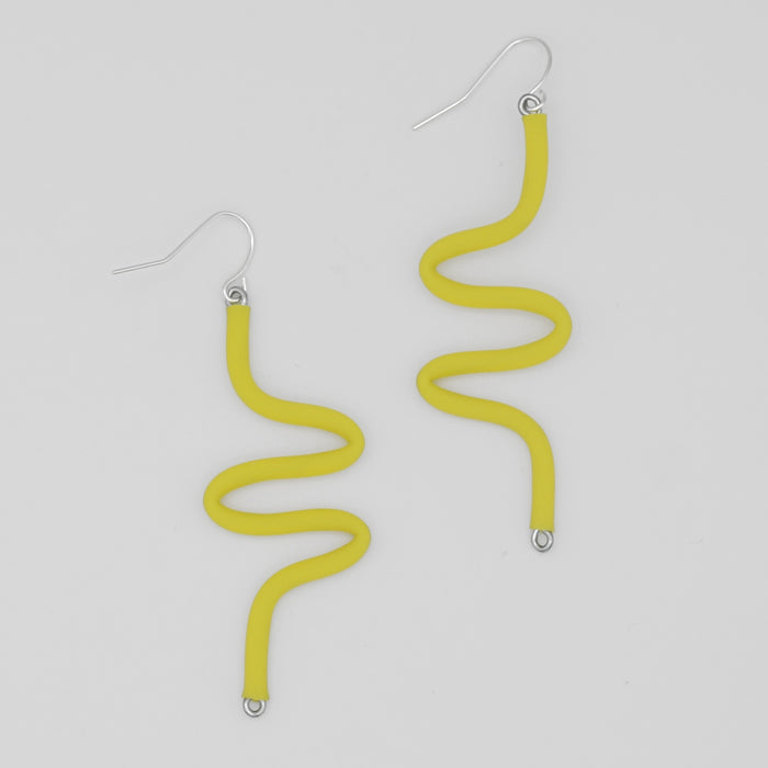Artistic Rubber Tubing Naya Earrings Yellow - Sylca Designs - Chunky Jewelry