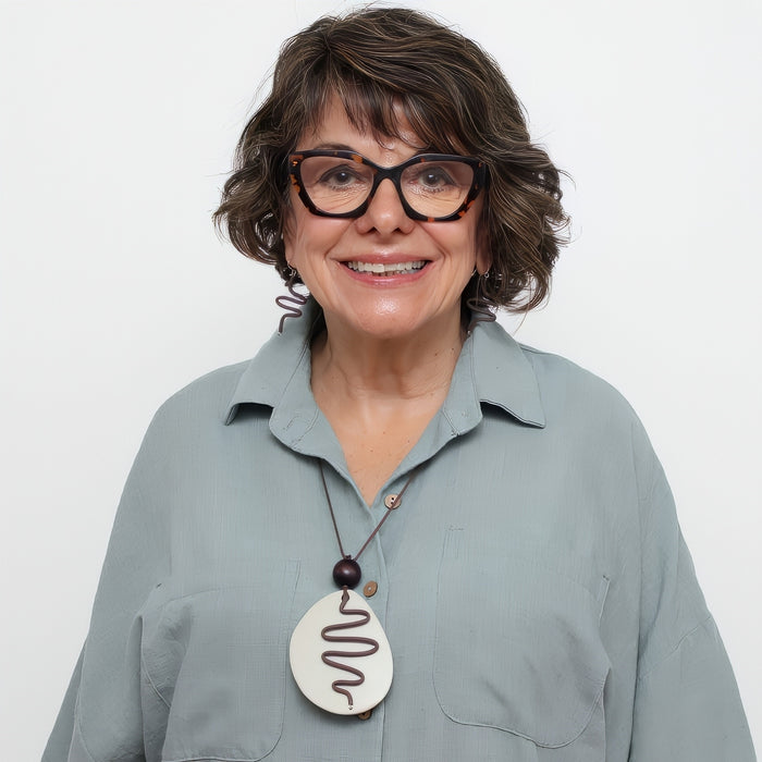 Artistic Taupe Pendant Necklace - Sylca Designs - Chunky Jewelry