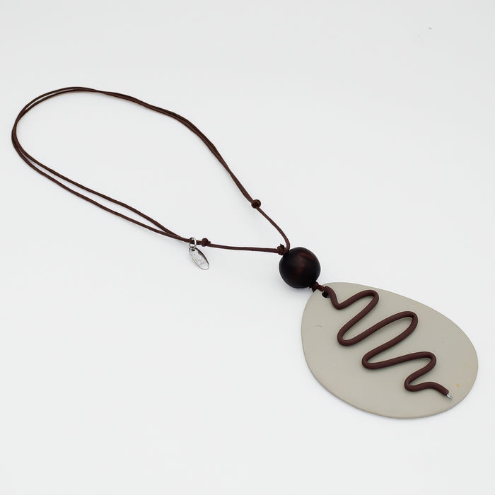 Artistic Taupe Pendant Necklace - Sylca Designs - Chunky Jewelry