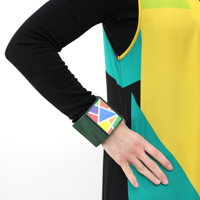 Artsy Wooden Penelope Bracelet Green - Sylca Designs - Chunky Jewelry