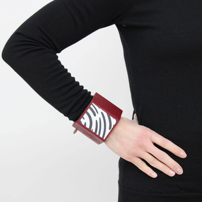 Artsy Wooden Penelope Bracelet Red - Sylca Designs - Chunky Jewelry