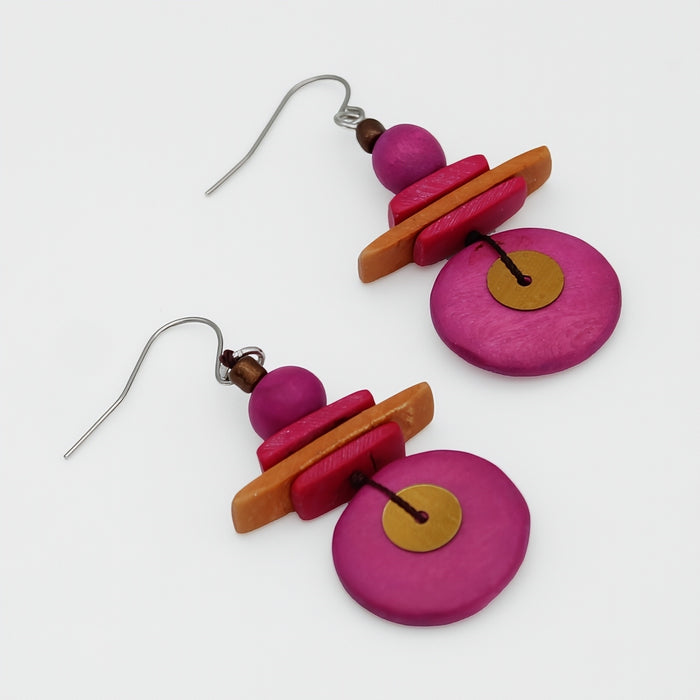 Assuta Fuchsia Drop Earrings - Sylca Designs - Chunky Jewelry