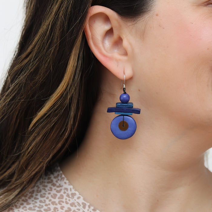 Assuta Navy Drop Earrings - Sylca Designs - Chunky Jewelry