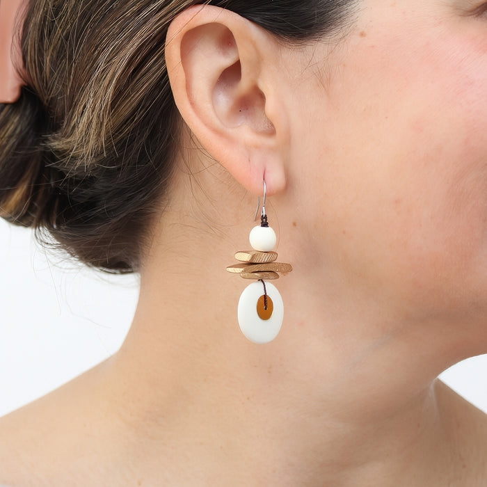 Assuta White and Gold Drop Earrings
