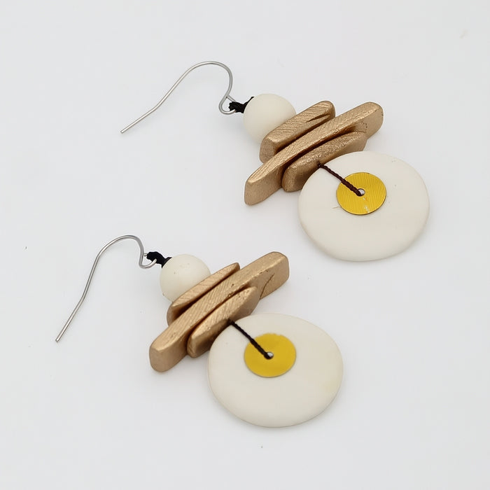 Assuta White and Gold Drop Earrings