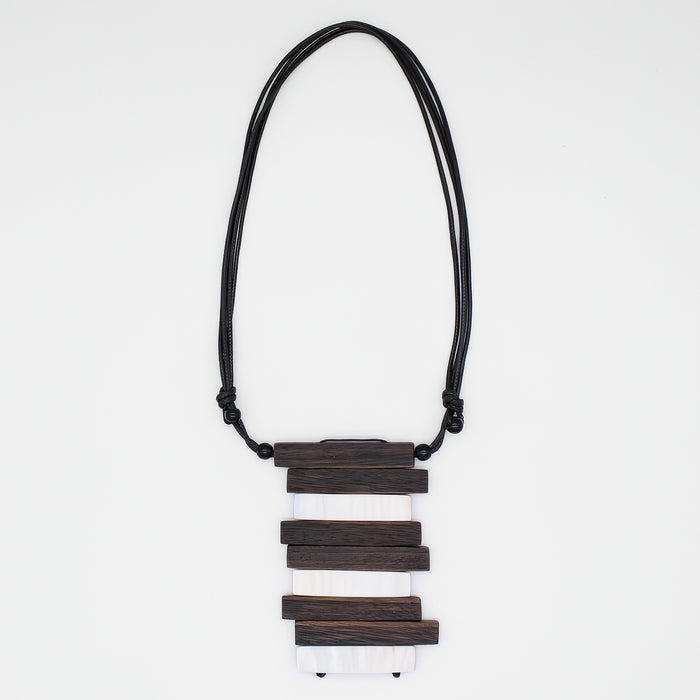 Aurora Wood and Shell Inlay Pendant - Sylca Designs - Chunky Jewelry