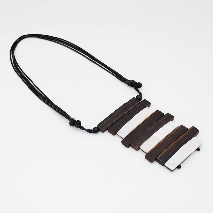 Aurora Wood and Shell Inlay Pendant - Sylca Designs - Chunky Jewelry