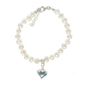 girls pearl bracelet With Sterling silver heart charm