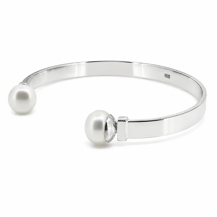 bold sterling silver cuff with pearl detail