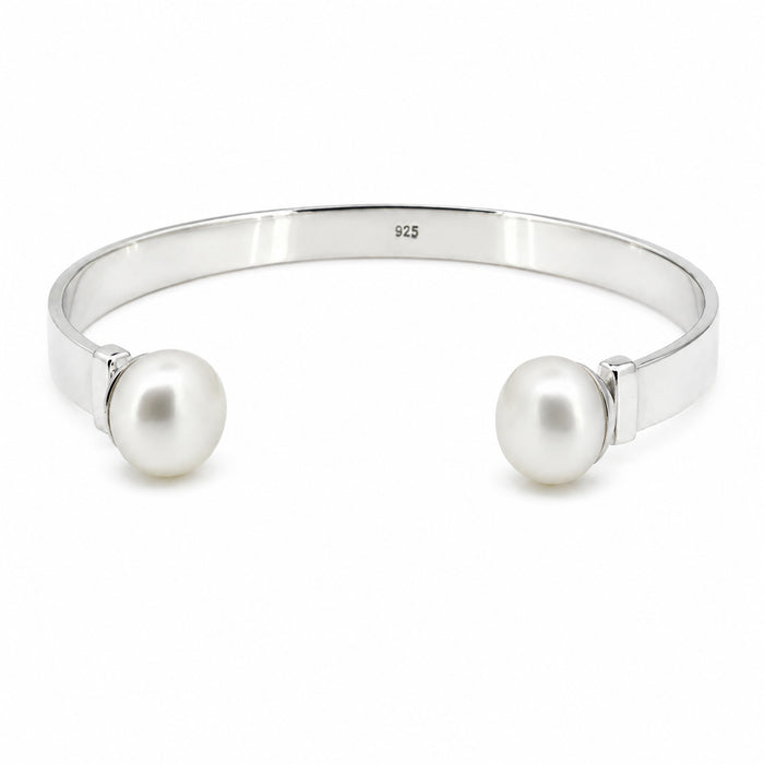 bold and elegant sterling silver cuff with pearl detail designed by lush designs jewellery broome