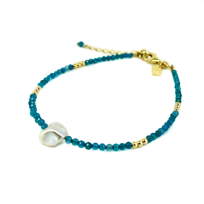 azure breeze apatite pearl bracelet gold vermeil blue gemstones freshwater pearls coastal jewellery australia