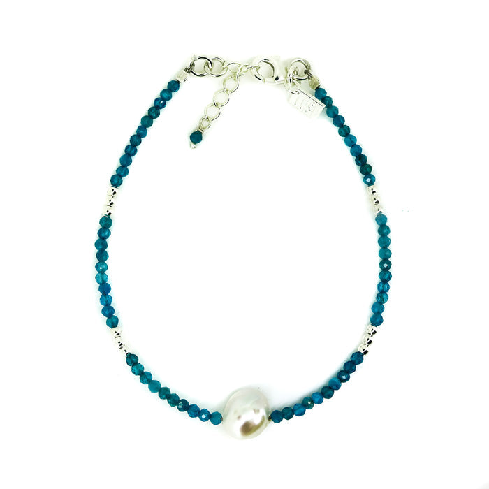 Azure Breeze Apatite Pearl Bracelet Silver | Sterling Silver Apatite & Pearl Bracelet