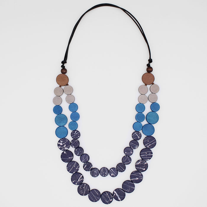 Azure Elegance Double Strand Statement Necklace - Sylca Designs - Chunky Jewelry