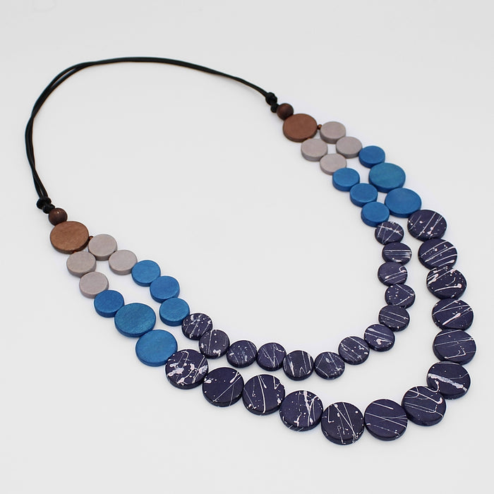 Azure Elegance Double Strand Statement Necklace - Sylca Designs - Chunky Jewelry