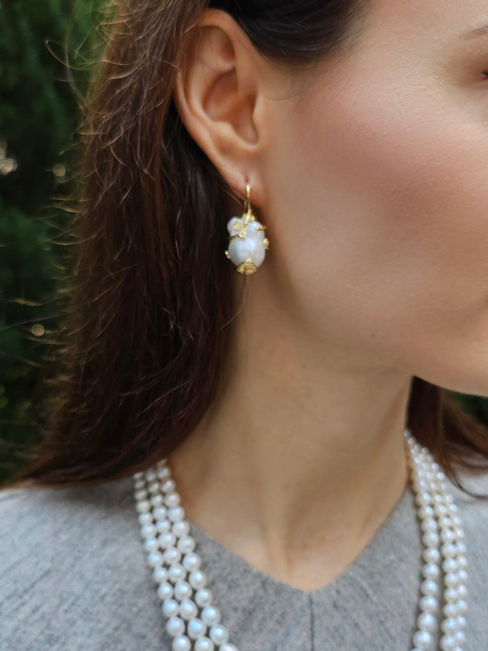 Baroque Pearls Dangle Earrings PE008