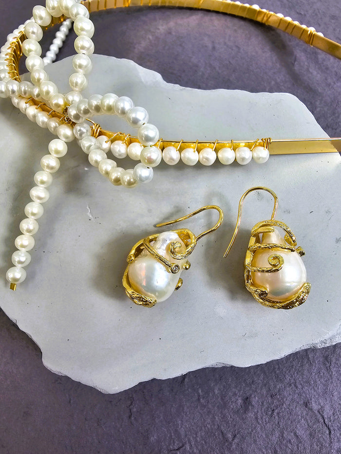 Baroque Pearls Dangle Earrings PE008