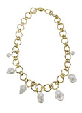 Baroque Pearls Pendants Modern Chain Necklace KN004 - FARRA