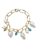 Baroque Pearls With Amazonite Charms Bracelet PB008