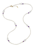 Baroque Pearls With Amethyst Long Necklace QN024