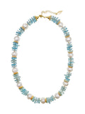 Baroque Pearls with Aquamarine Necklace JN041 - FARRA