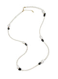 Baroque Pearls With Black Tourmaline Long Necklace