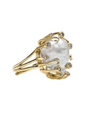 Baroque Pearls With Gold Band Adjustable Ring PR002