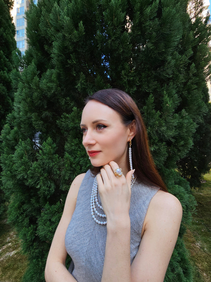 Baroque Pearls With Gold Band Adjustable Ring PR002