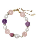 Baroque Pearls With Rose Quartz Amethyst And Raspberry Bracelet PB003