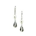 Beach Dreams cowrie shell pearl hook earrings in sterling silver