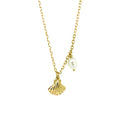 “Beach Love shell pearl gold vermeil necklace designed in Broome Western Australia”