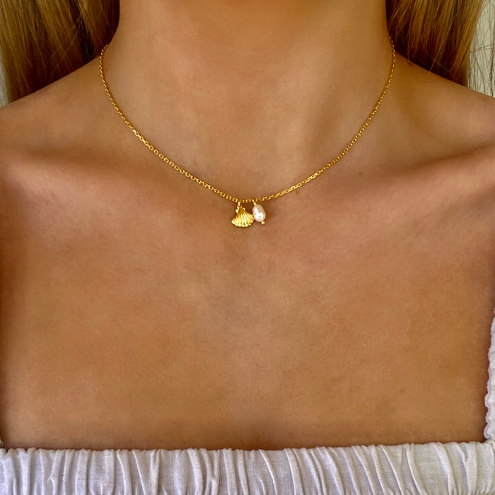 Beach Love Shell Pearl Necklace Gold  – Gold Vermeil | Lush Designs Jewellery