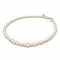 beachy pearl necklace on silver clasp
