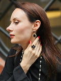 Black Agate Settings Statement Earrings NE003