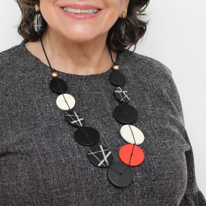 Black Alida Circle Statement Necklace - Sylca Designs - Chunky Jewelry
