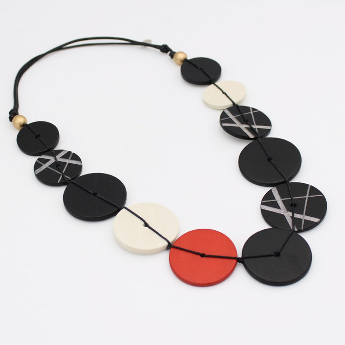 Black Alida Circle Statement Necklace - Sylca Designs - Chunky Jewelry