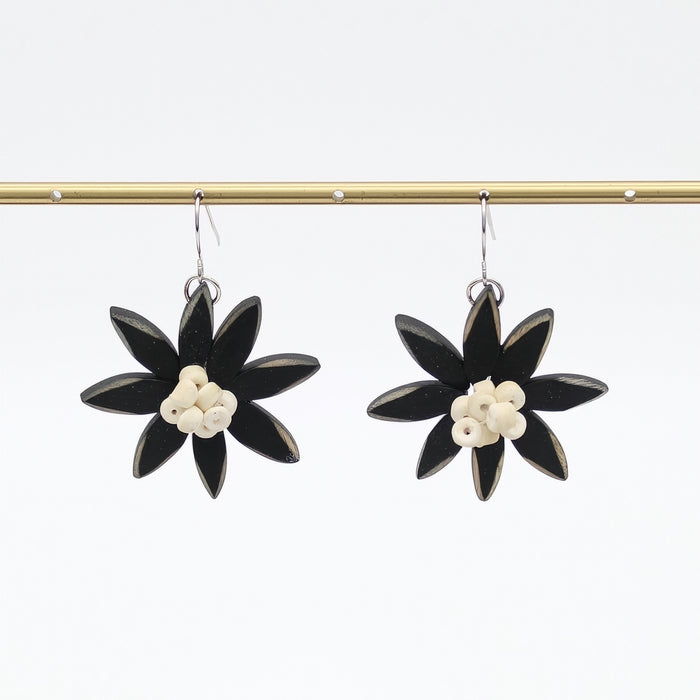 Black Amaya Flower Earrings