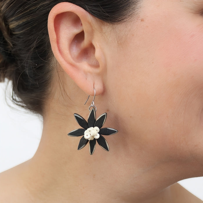 Black Amaya Flower Earrings