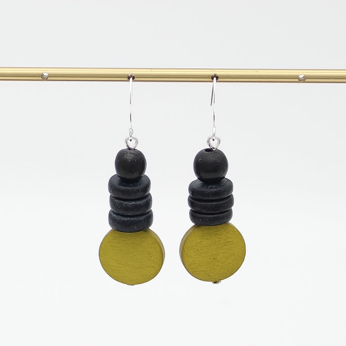Black and Chartreuse Dusk Earrings